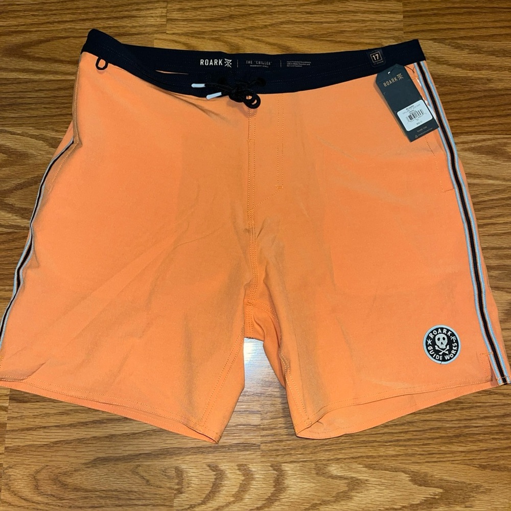 Roark Board Shorts Swim trunks Mens Size 33 Chiller 17" Mixtape Orange RB454 NWT